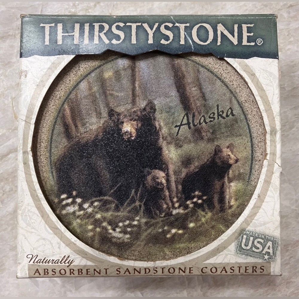 Thirstystone Sandstone Coasters Alaska Bears
